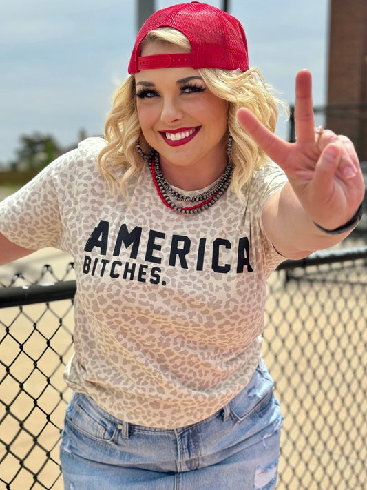Graphic Animal Print T-shirt America B*tches
