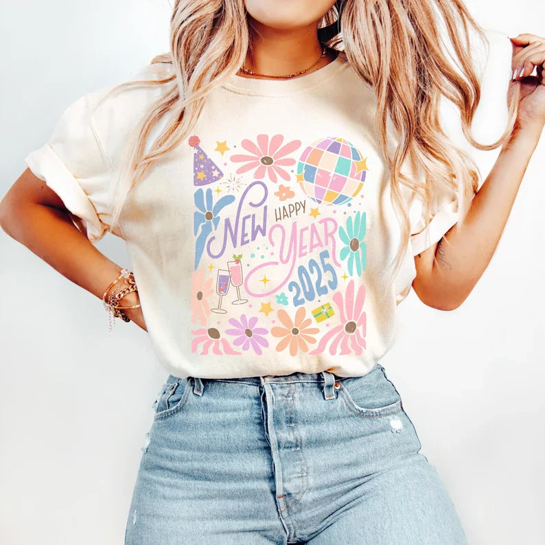 Retro pastel new year