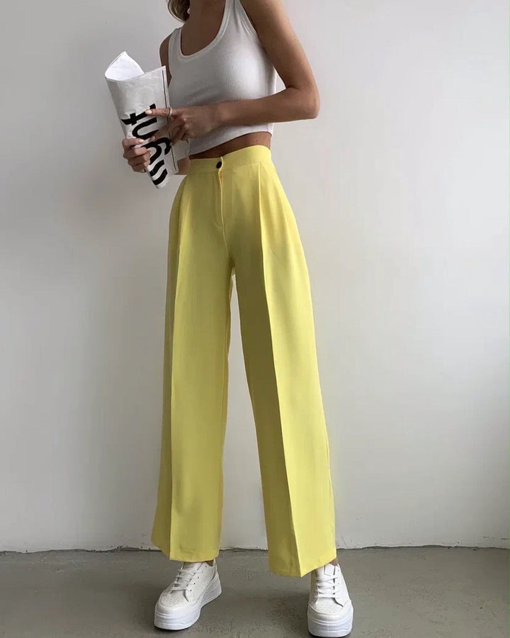 2022 Summer Women Clothing Solid Color Suit Pants Elastic Waist Casual Trousers